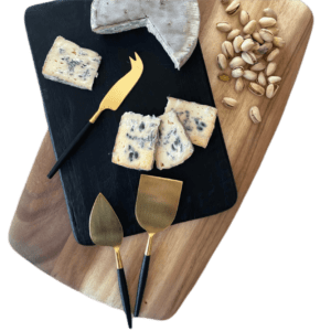 Set de 3 couverts à fromage noir et or