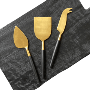 Set de 3 couverts à fromage noir et or – Image 2