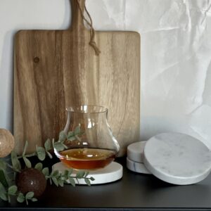 Dessous de verre ronds en marbre blanc - Lot de 4