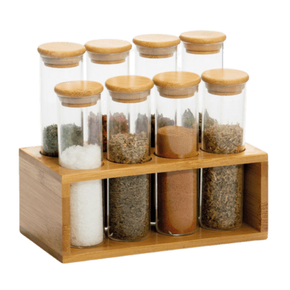 Pots à Epices avec Support en Bambou