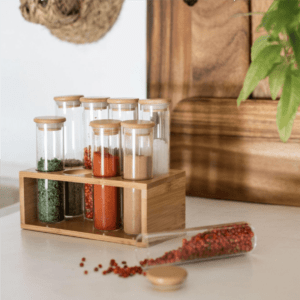 Pots à Epices avec Support en Bambou – Image 3